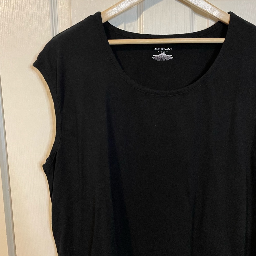 Lane Bryant black sleeveless cotton top w/ side ties plus sz 26/28 - Picture 2 of 6